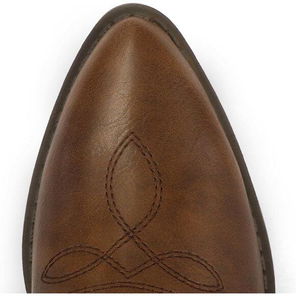 mysoft Women's Solid Brown Women's  Western Cowboy Boots Mid Calf Pointed Toe - Picture 6 of 6